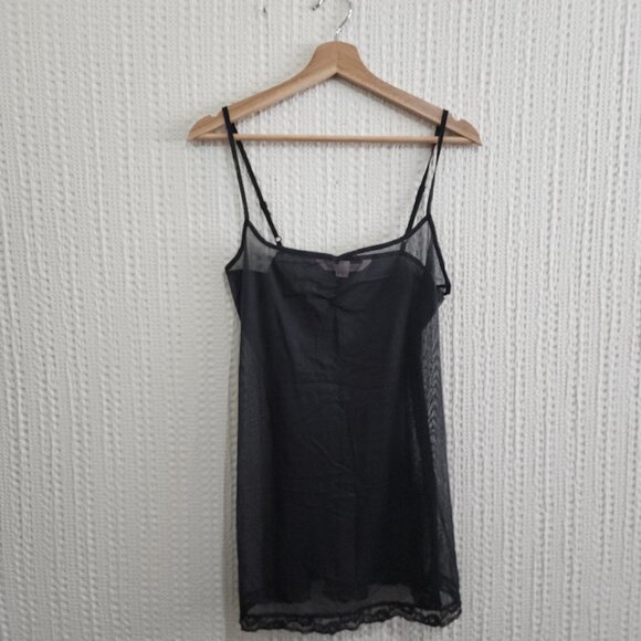 Victoria’s Secret Sheer Black Lace Trim Slip Dress Lingerie Women's Size Medium - Picture 4 of 14